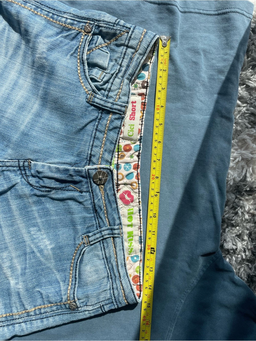 Circo Light Blue Cropped Denim Shorts with Printed Waist Trim